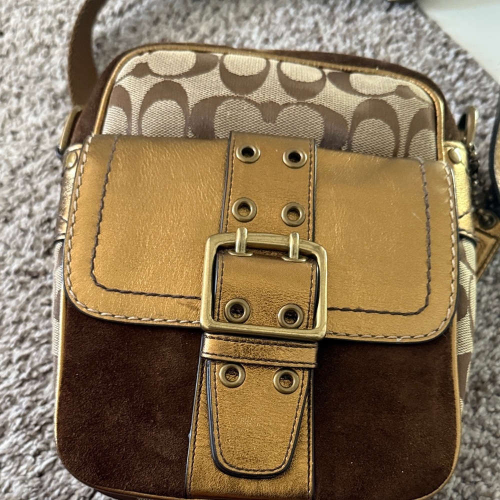 Coach 2004 Special Edition Brown and Gold Crossbody Bag